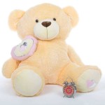 Peach 5 Feet Big Teddy Bear with a heart